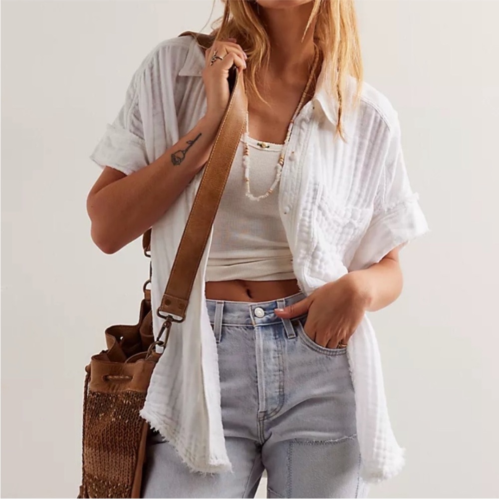 We The Free White Button-Down Shirt